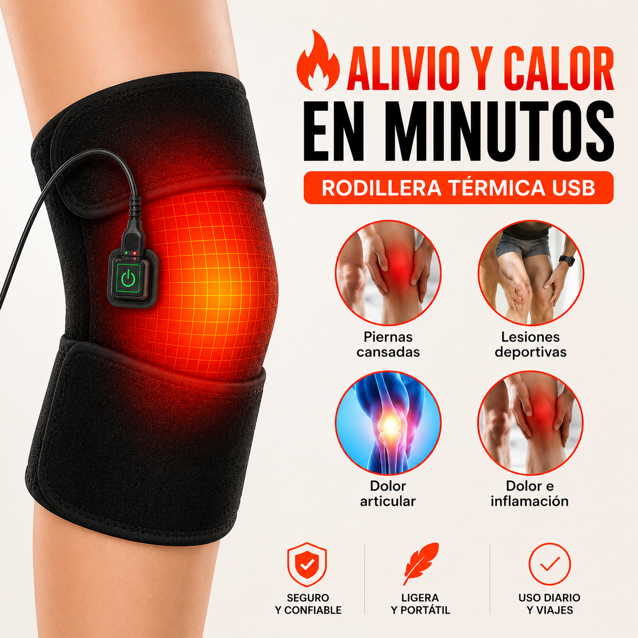 Rodillera Térmica USB - Alivio y Calor en Minutos