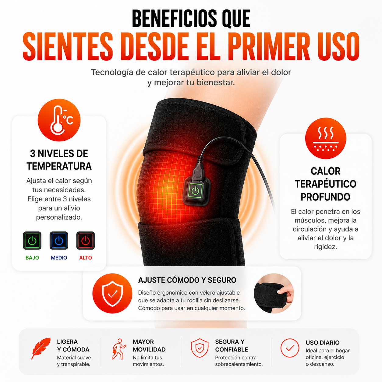 Rodillera Térmica USB - Alivio y Calor en Minutos