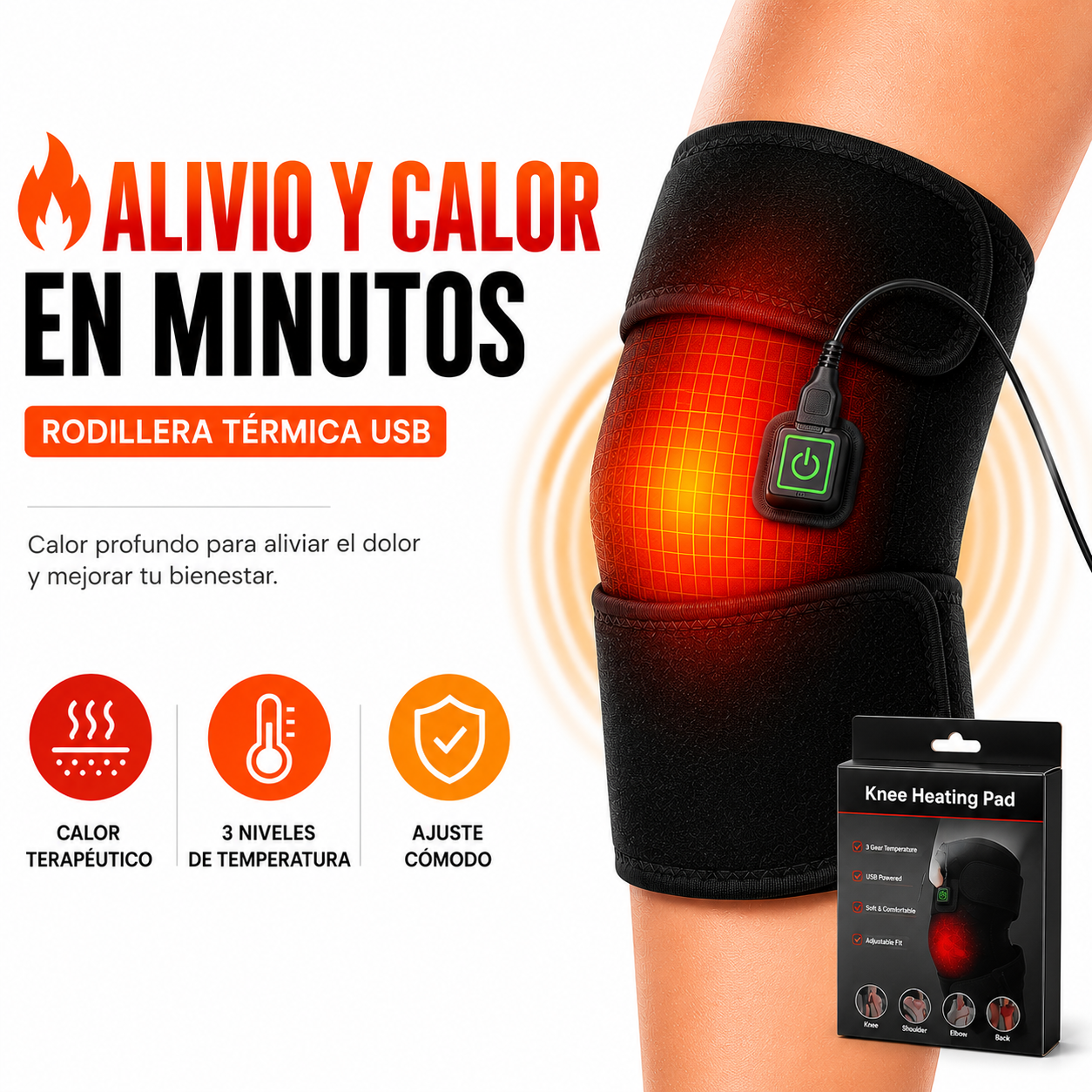 Rodillera Térmica USB - Alivio y Calor en Minutos